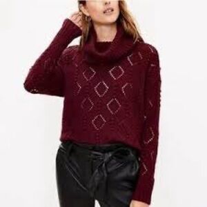 Women's Loft Burgundy Cowl Turtleneck Sweater